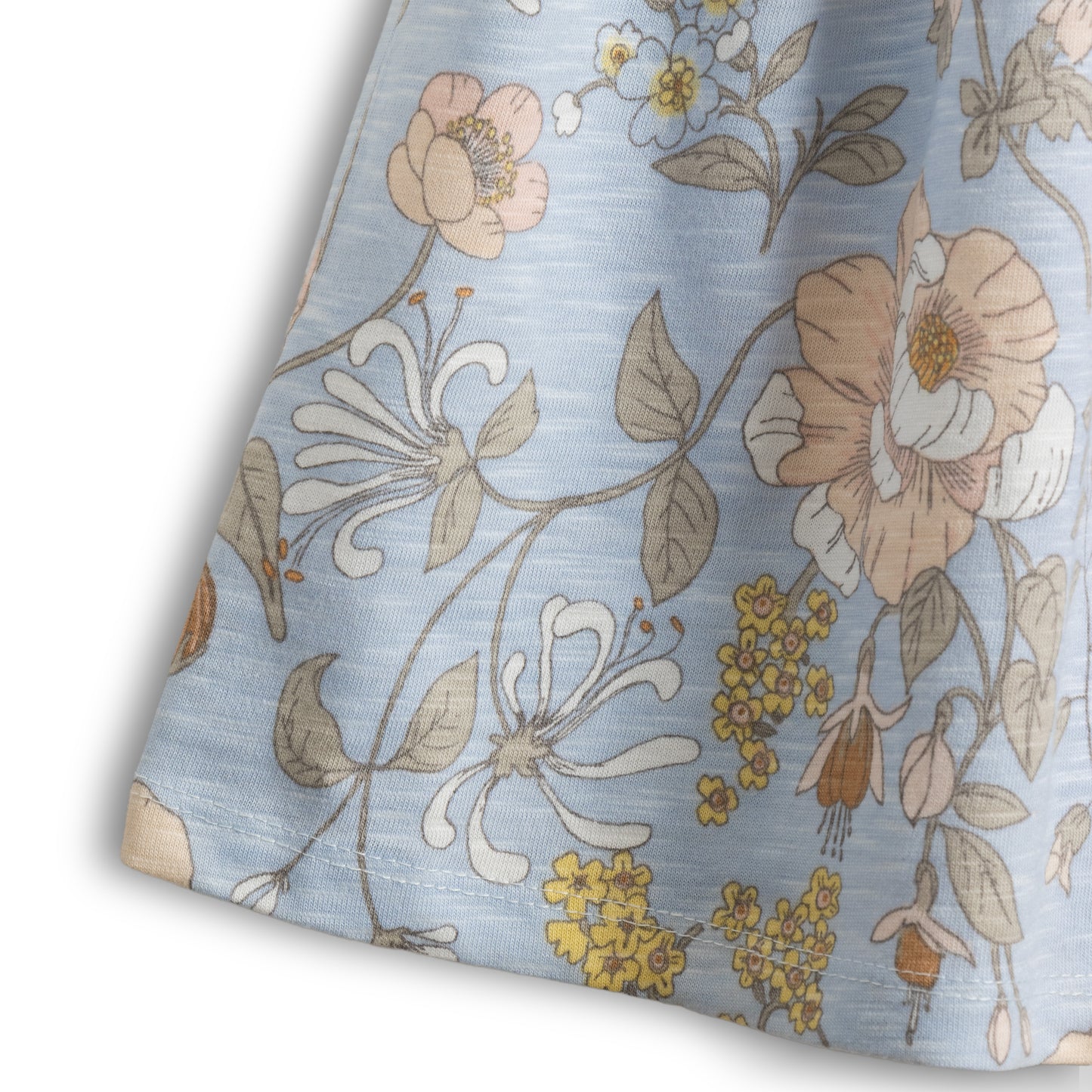 “Girls Sleeveless Cotton Floral Frock with Bow Detail – Sky Blue”
