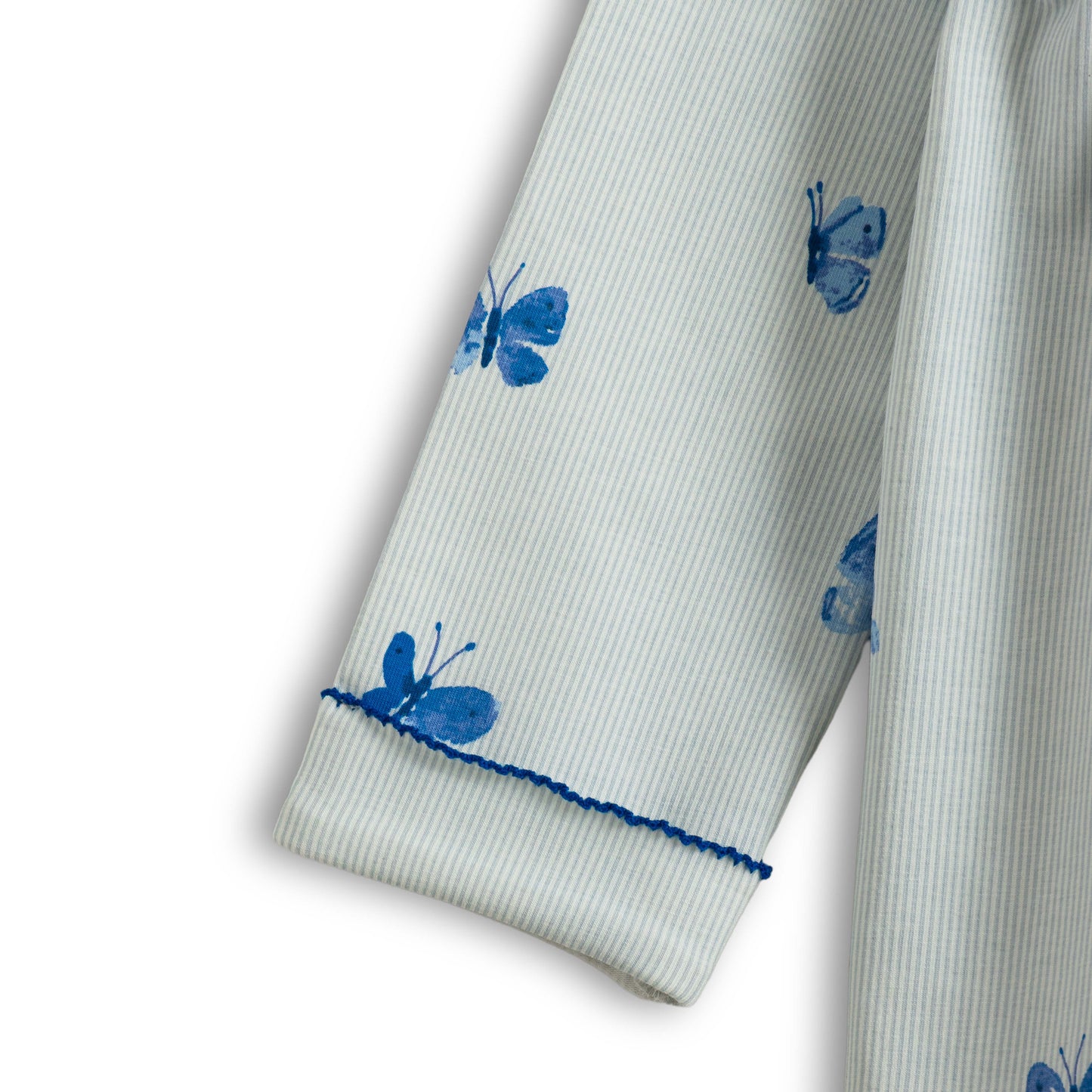 “Girls Cotton Nightwear Set with Blue Butterfly Print – Full Sleeves & Pyjamas”