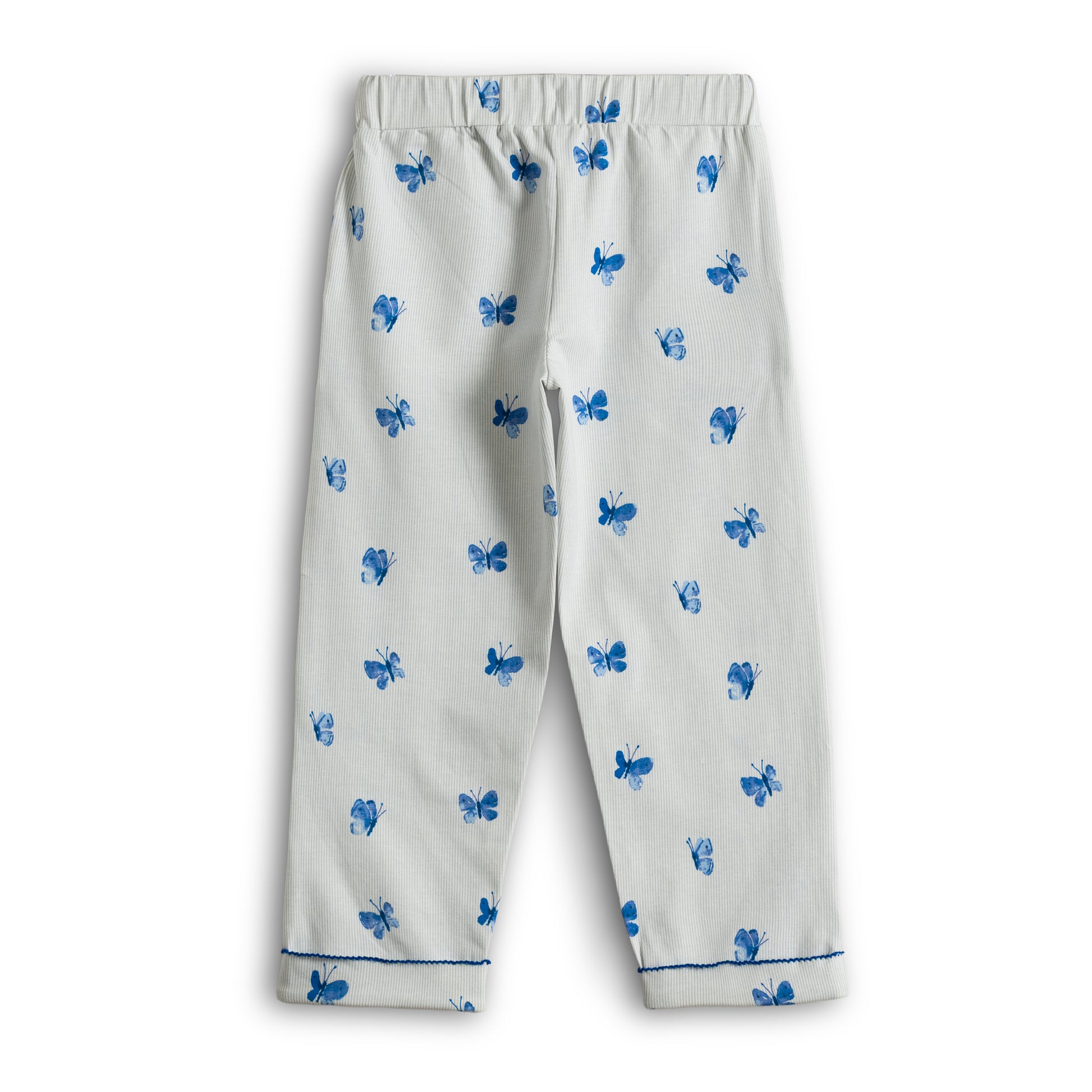 “Girls Cotton Nightwear Set with Blue Butterfly Print – Full Sleeves & Pyjamas”