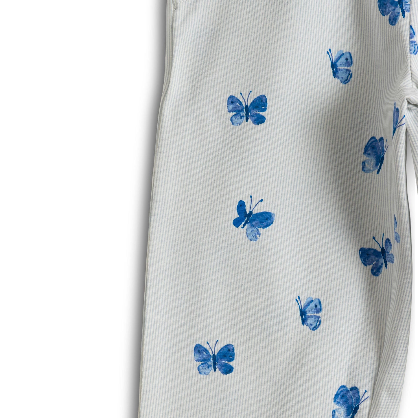 “Girls Cotton Nightwear Set with Blue Butterfly Print – Full Sleeves & Pyjamas”
