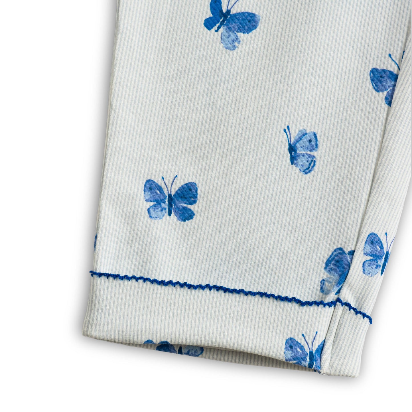 “Girls Cotton Nightwear Set with Blue Butterfly Print – Full Sleeves & Pyjamas”