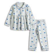 “Girls Cotton Nightwear Set with Blue Butterfly Print – Full Sleeves & Pyjamas”