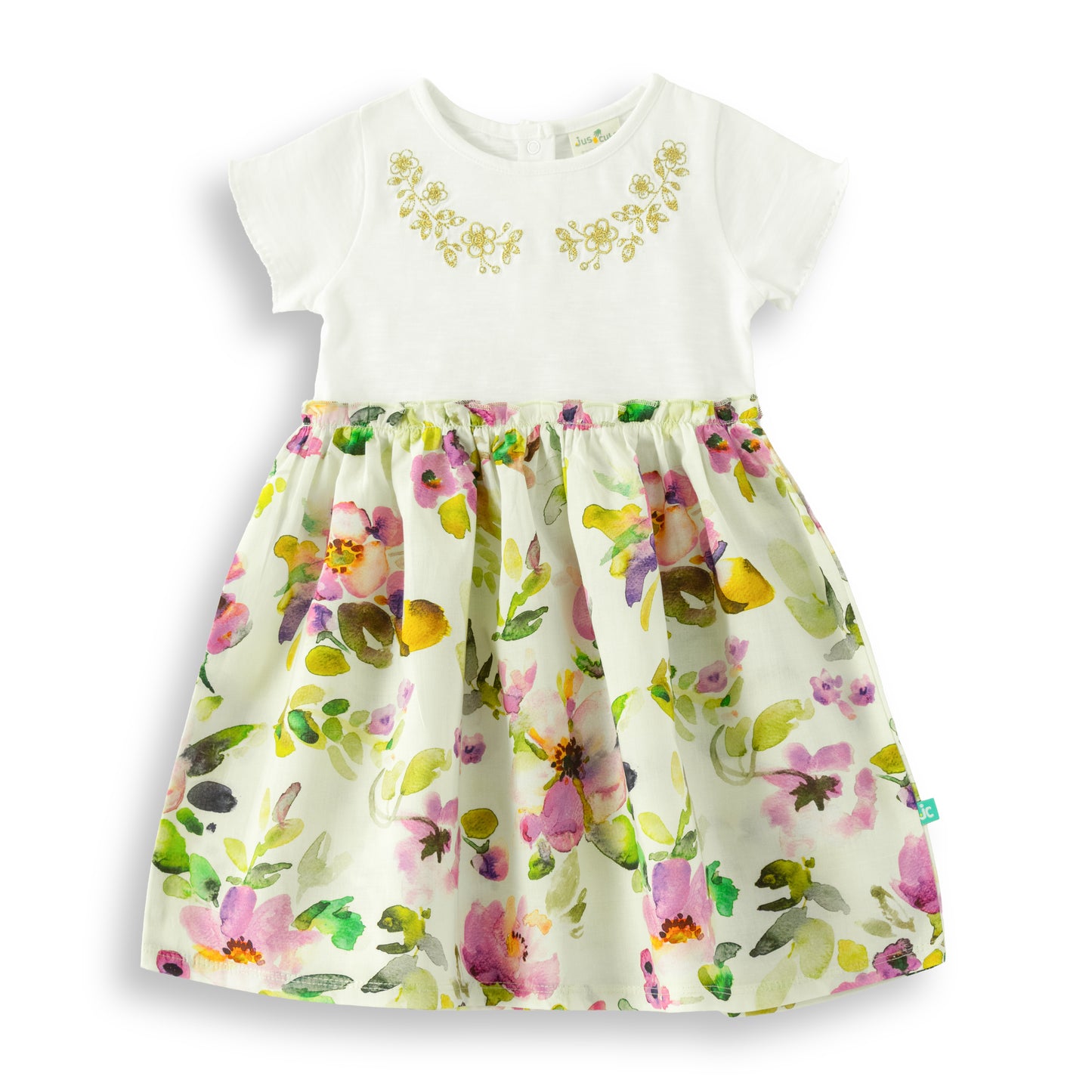 “Girls Cotton Frock with Embroidered Bodice & Floral Print Skirt – Pink & Multicolor” (Copy)