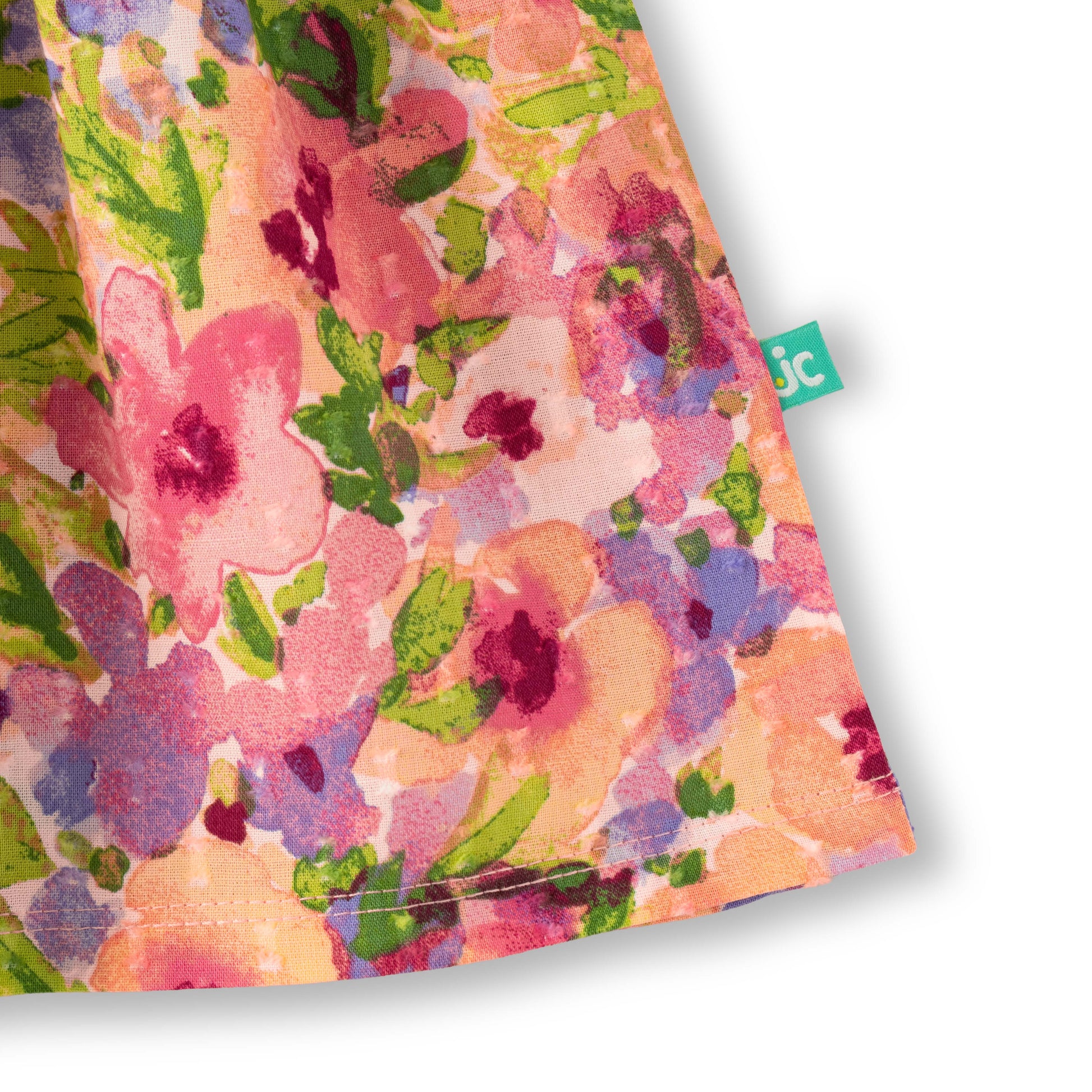 “Girls Cotton Frock with Embroidered Bodice & Floral Print Skirt – Pink & Multicolor”