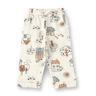 "Baby Girls Cotton Printed Lounge Pants – All Over House & Nature Print"