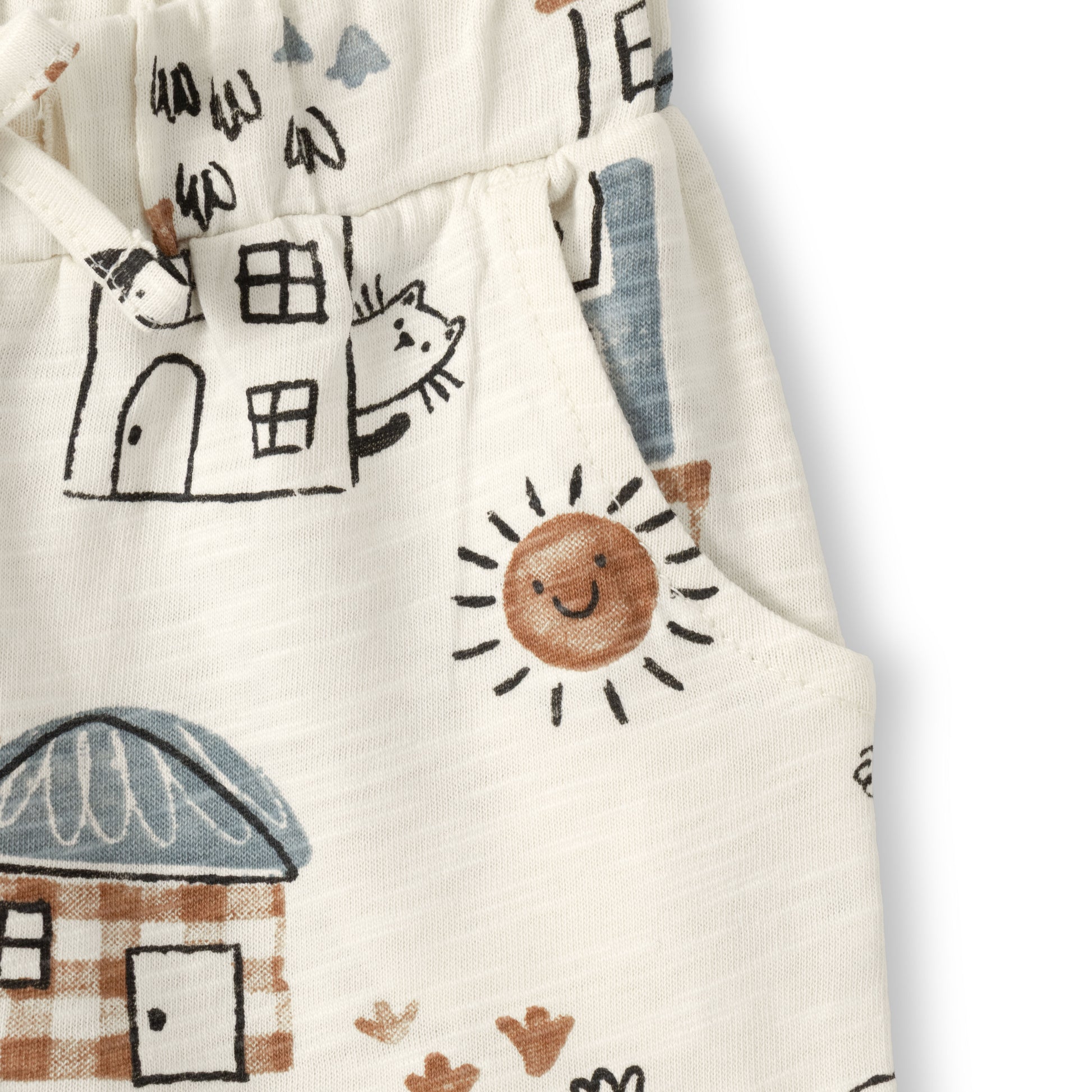 "Baby Girls Cotton Printed Lounge Pants – All Over House & Nature Print"