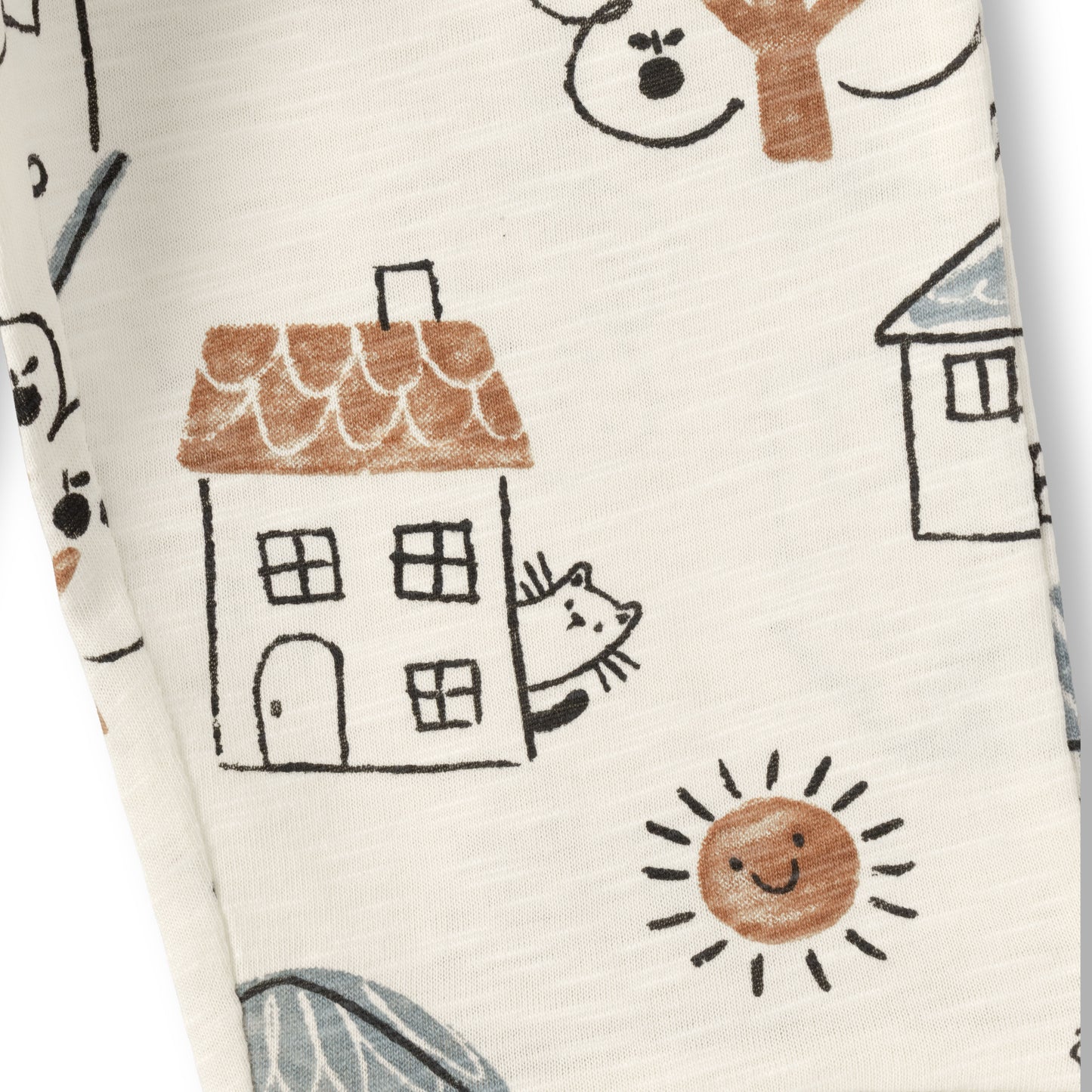 "Baby Girls Cotton Printed Lounge Pants – All Over House & Nature Print"