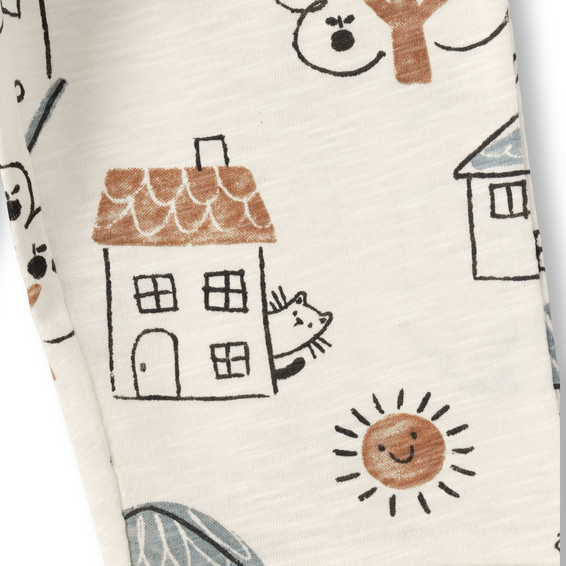 "Baby Girls Cotton Printed Lounge Pants – All Over House & Nature Print"