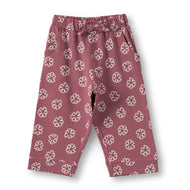 "Baby Girls Cotton Floral Printed Lounge Pants – Maroon"