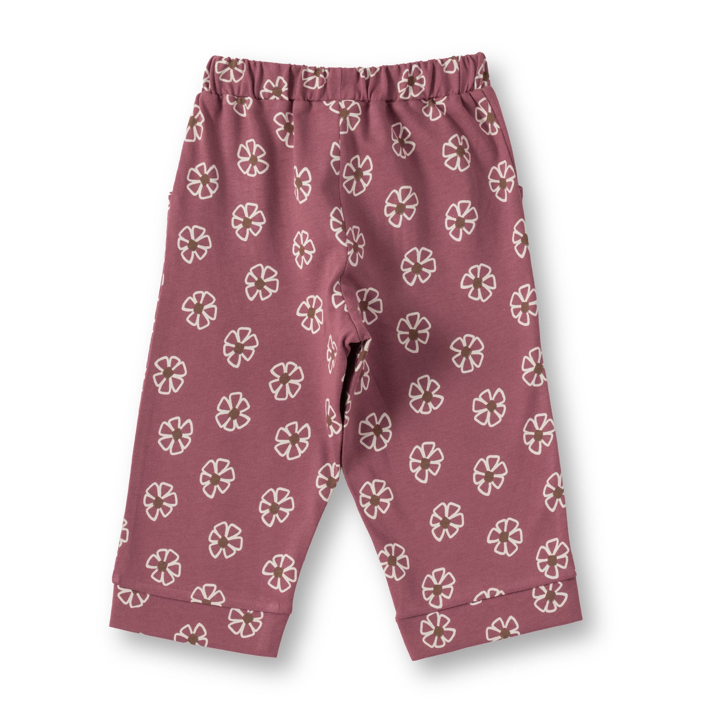 "Baby Girls Cotton Floral Printed Lounge Pants – Maroon"