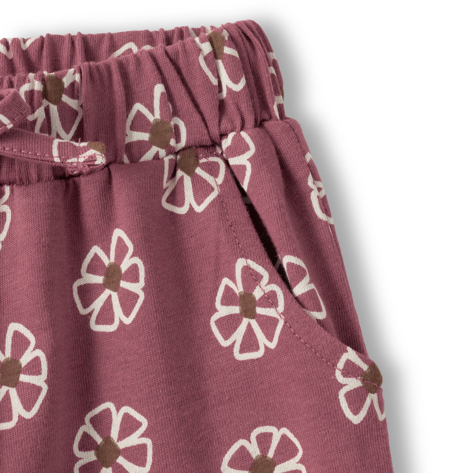 "Baby Girls Cotton Floral Printed Lounge Pants – Maroon"