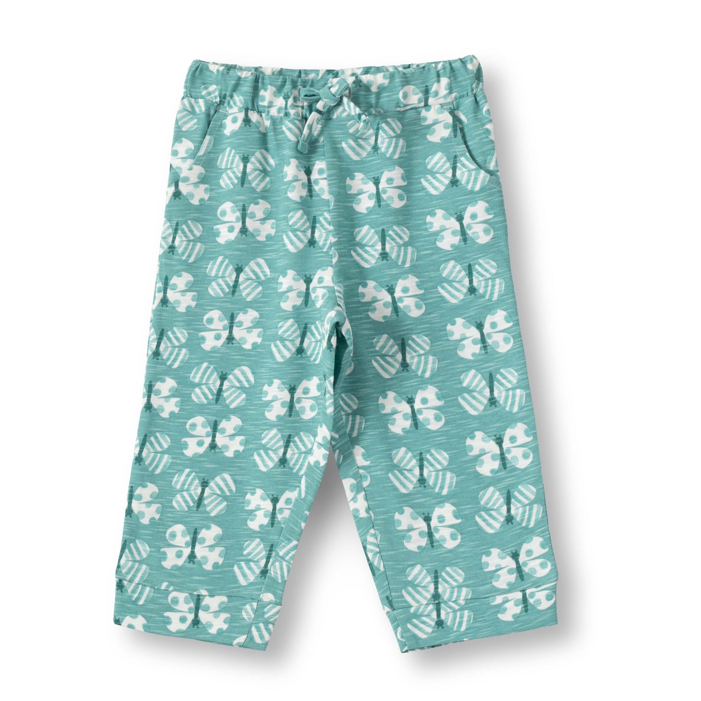 "Baby Girls Cotton Printed Pajama – Teal Green Butterfly Allover Print"