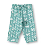 "Baby Girls Cotton Printed Pajama – Teal Green Butterfly Allover Print"
