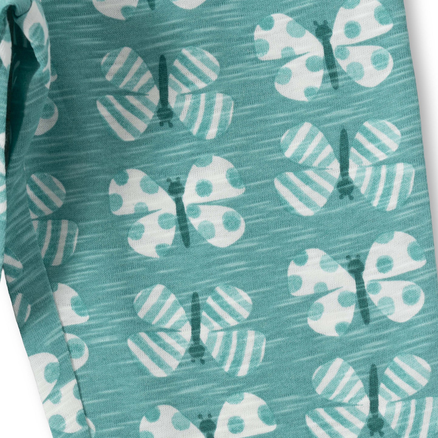 "Baby Girls Cotton Printed Pajama – Teal Green Butterfly Allover Print"