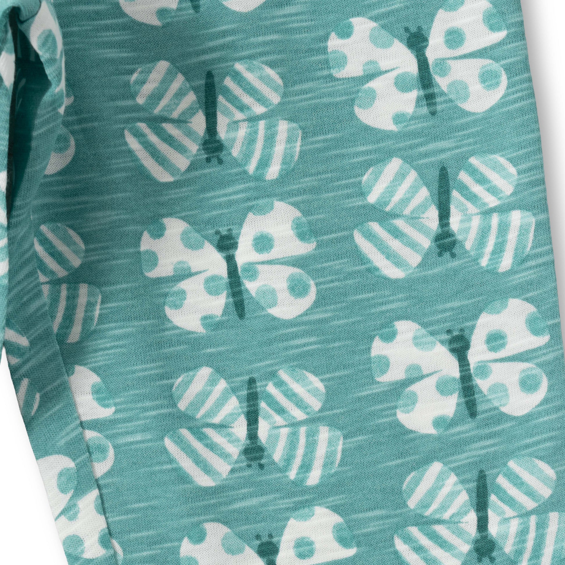 "Baby Girls Cotton Printed Pajama – Teal Green Butterfly Allover Print"