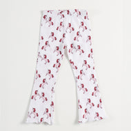 "Girls Printed Unicorn Stretchable Lounge Leggings with Frill Hem"