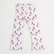 "Girls Printed Unicorn Stretchable Lounge Leggings with Frill Hem"