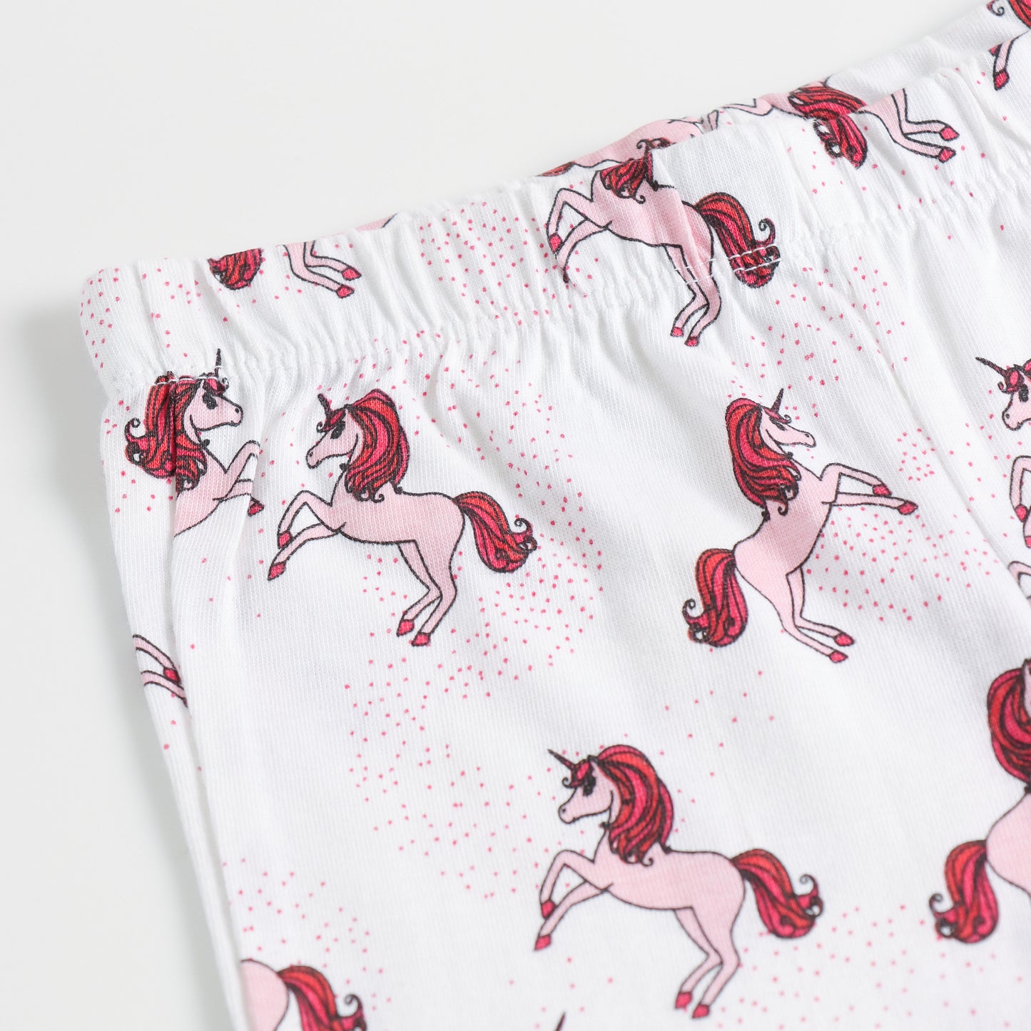 "Girls Printed Unicorn Stretchable Lounge Leggings with Frill Hem"