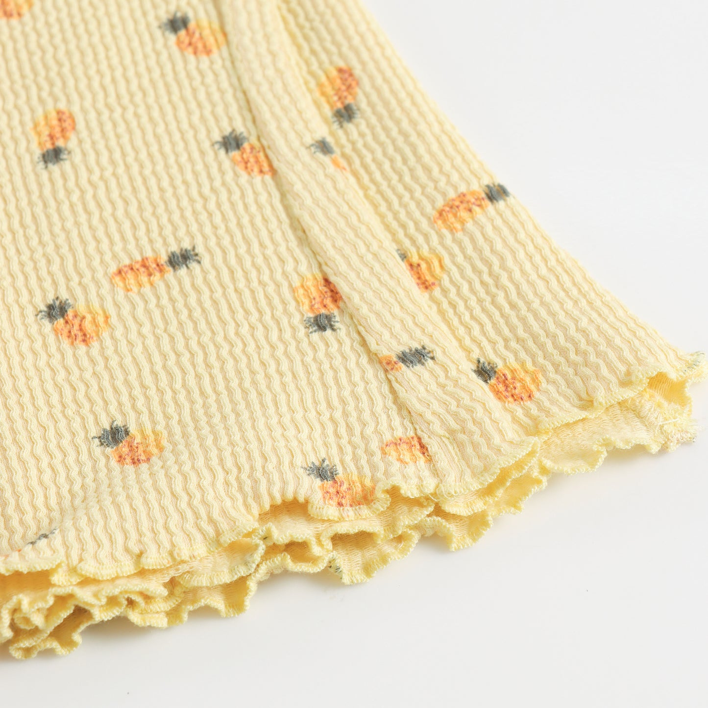 "Girls Yellow All-Over Floral Printed Ribbed Flared Leggings"