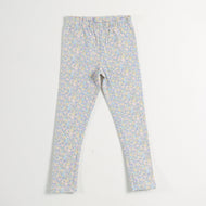 "Girls Soft Cotton Stretch Leggings with Multicolor Mini Floral Pattern"