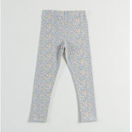 "Girls Soft Cotton Stretch Leggings with Multicolor Mini Floral Pattern"
