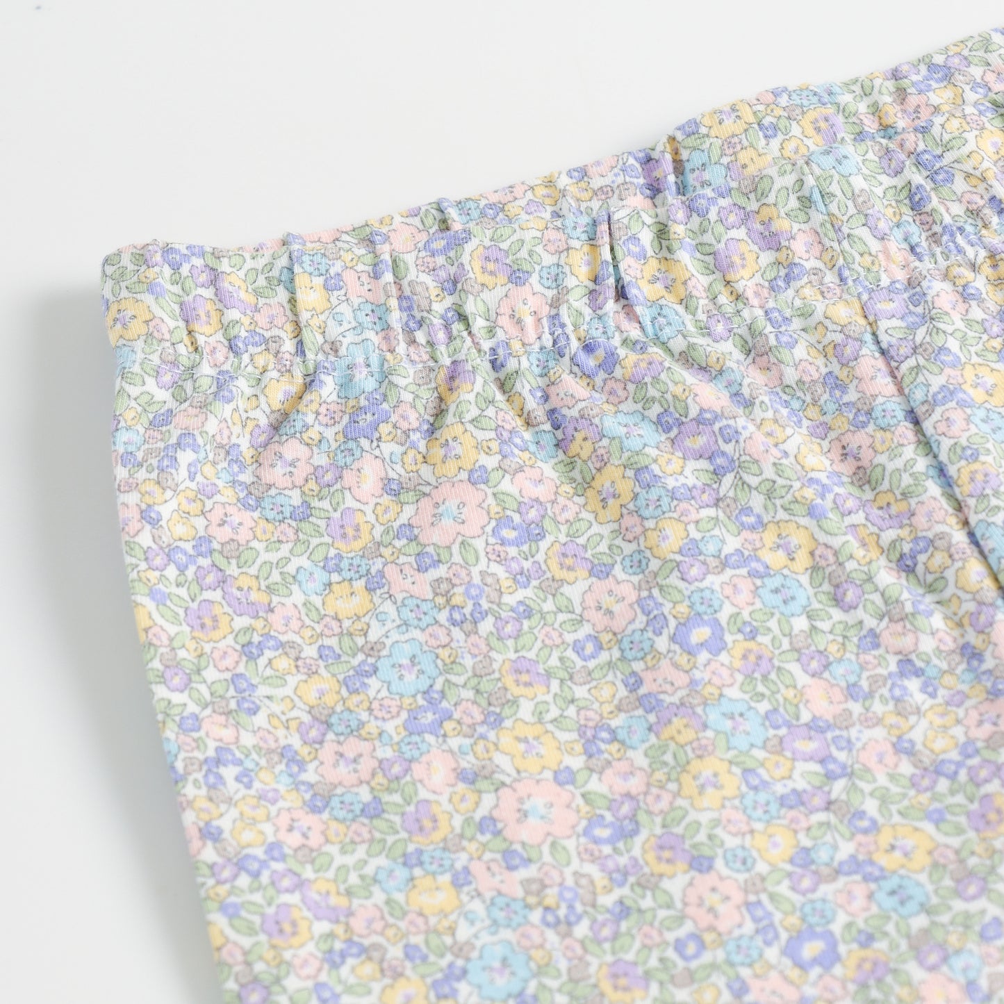 "Girls Soft Cotton Stretch Leggings with Multicolor Mini Floral Pattern"