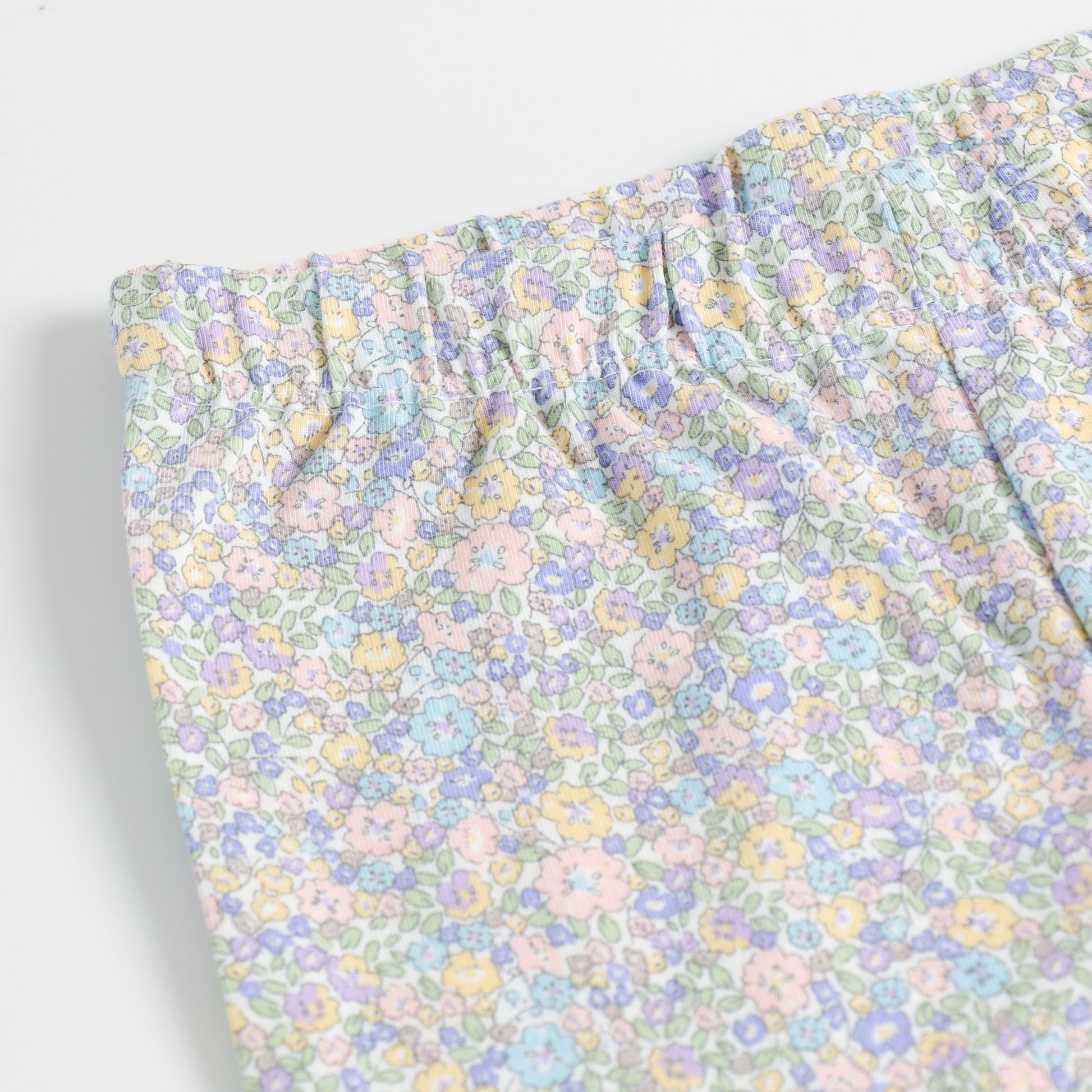 "Girls Soft Cotton Stretch Leggings with Multicolor Mini Floral Pattern"