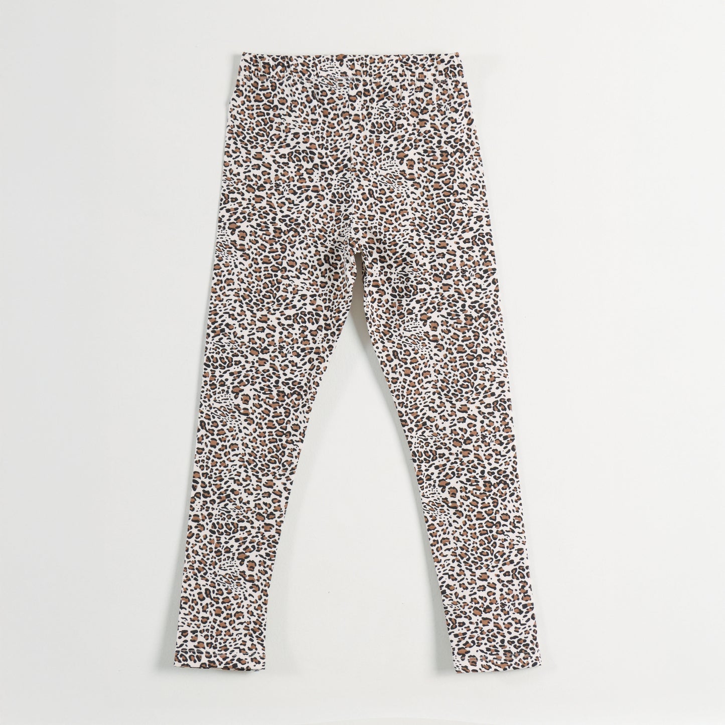 "Girls Comfortable Full-Length Leggings Featuring All-Over Leopard Print Design"