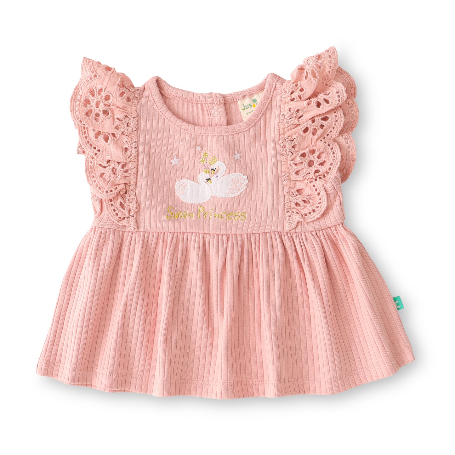 "Baby Girls Ribbed Cotton Lace Frill Top with Pant Set – Sweet Princess Print"