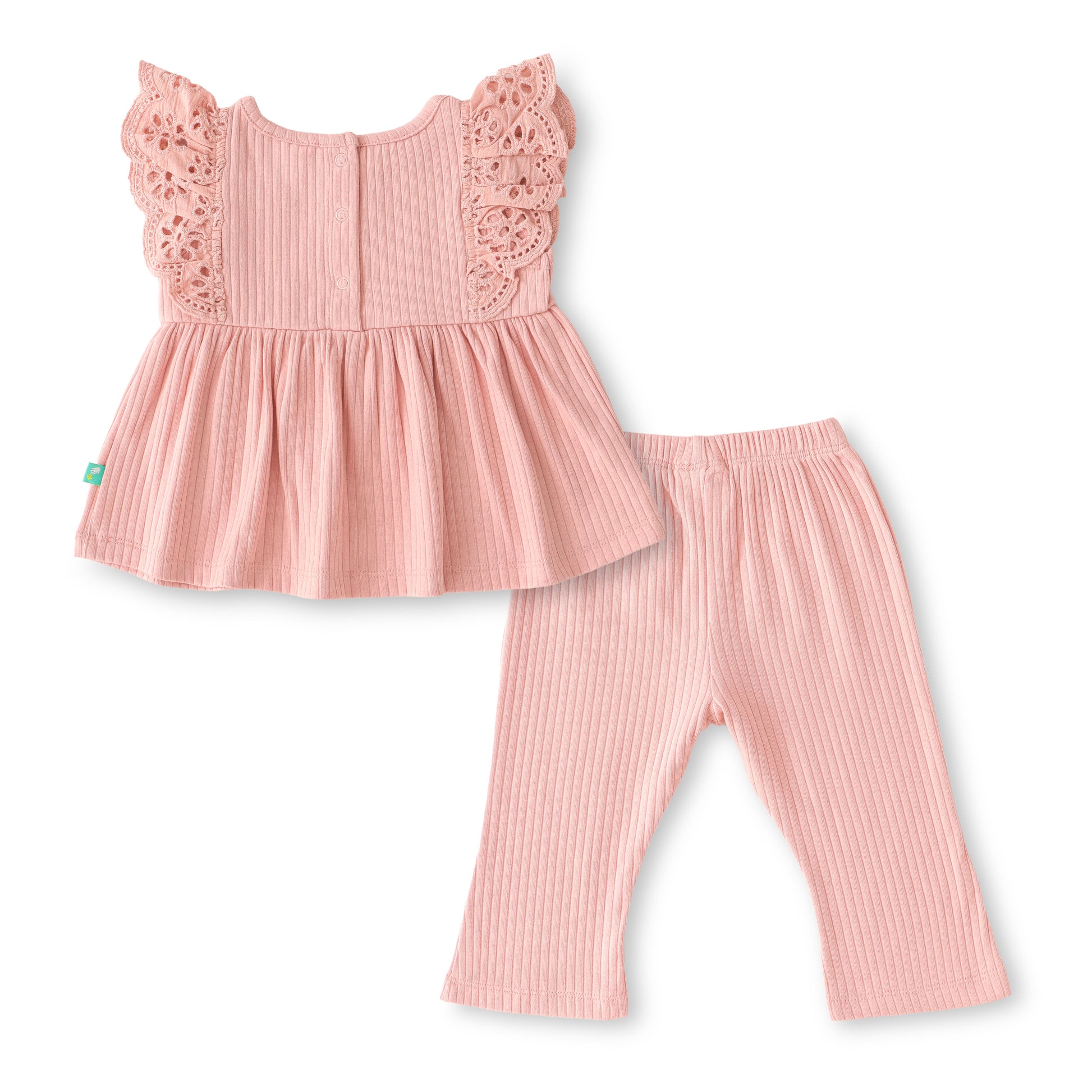"Baby Girls Ribbed Cotton Lace Frill Top with Pant Set – Sweet Princess Print"