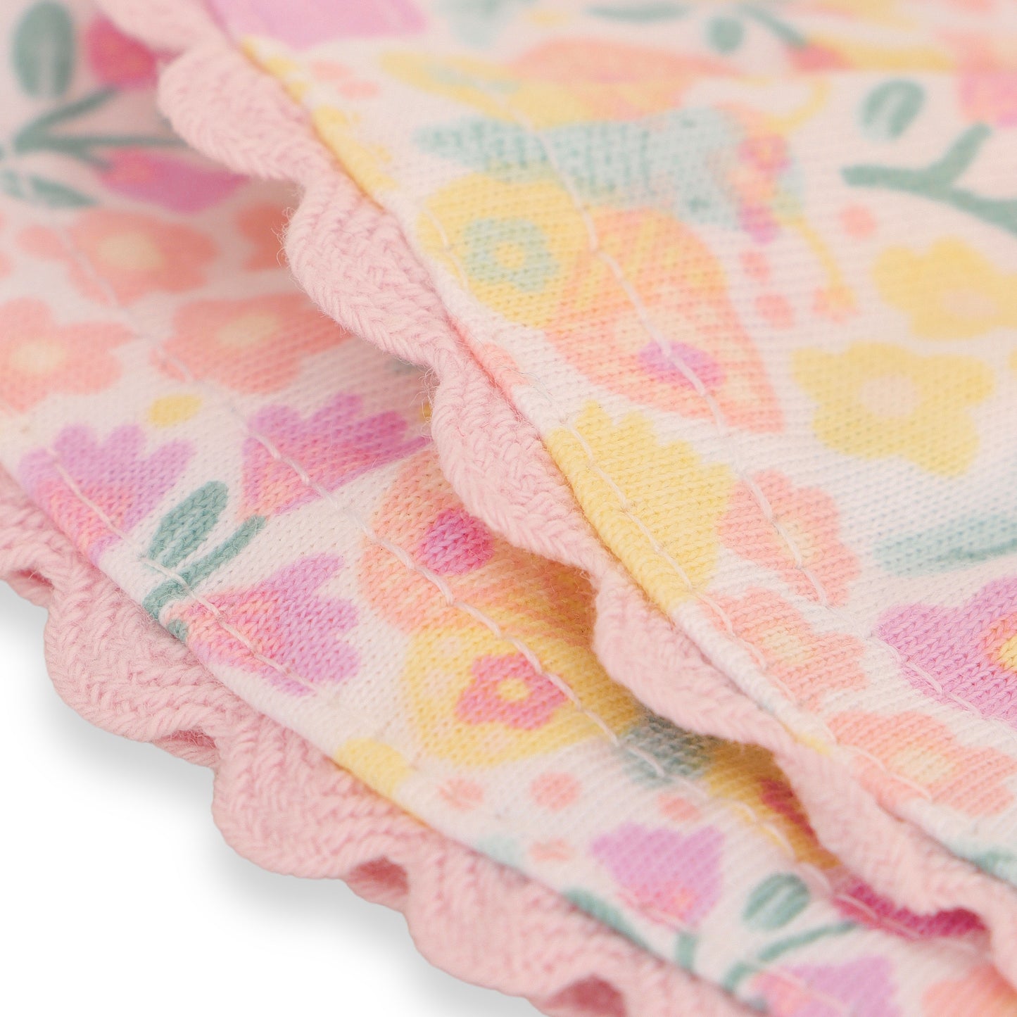 "Baby Girls Cotton 2-Piece Set – Floral Smocked Top with Heart Pocket Shorts"