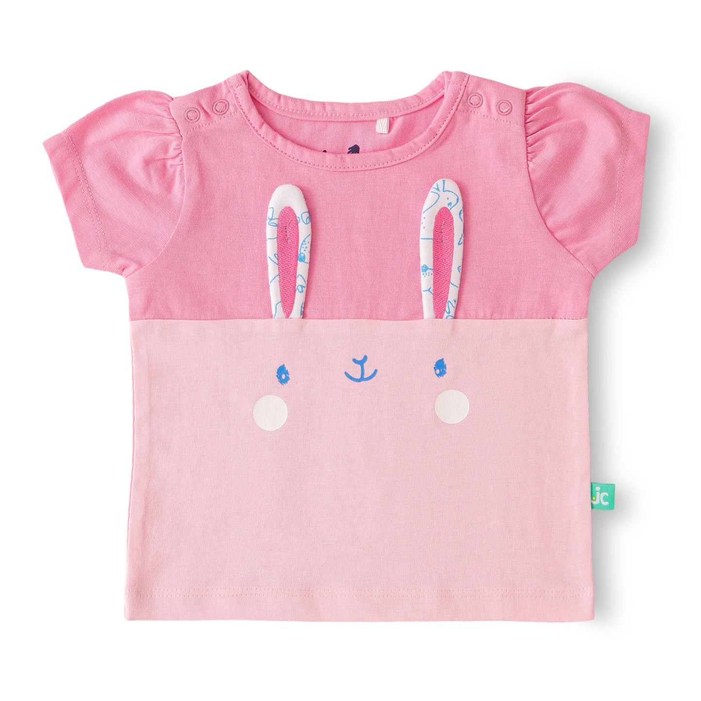 "Baby Girls Cotton Cute Bunny Face Top & Shorts Set – Comfortable Cotton Wear"