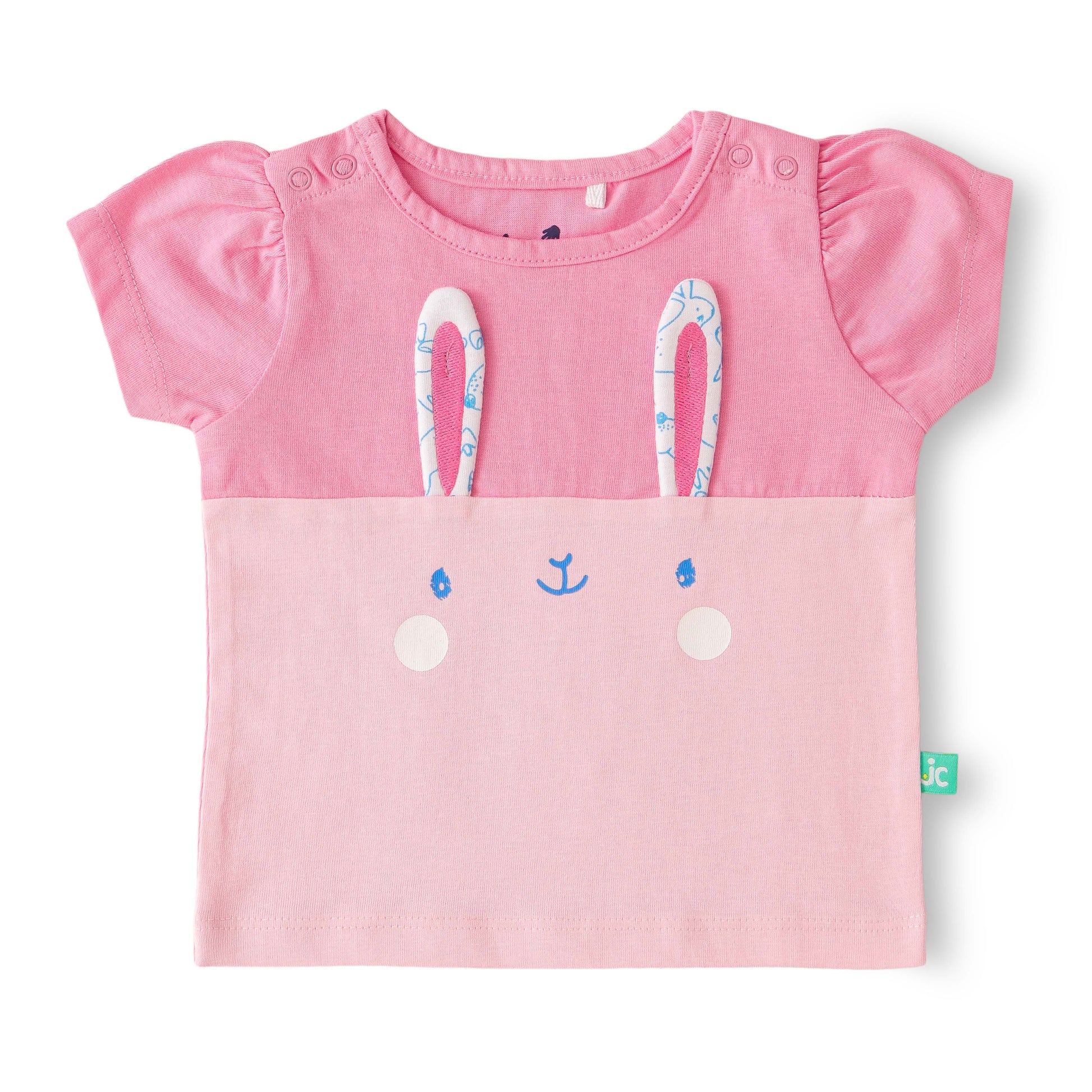 "Baby Girls Cotton Cute Bunny Face Top & Shorts Set – Comfortable Cotton Wear"