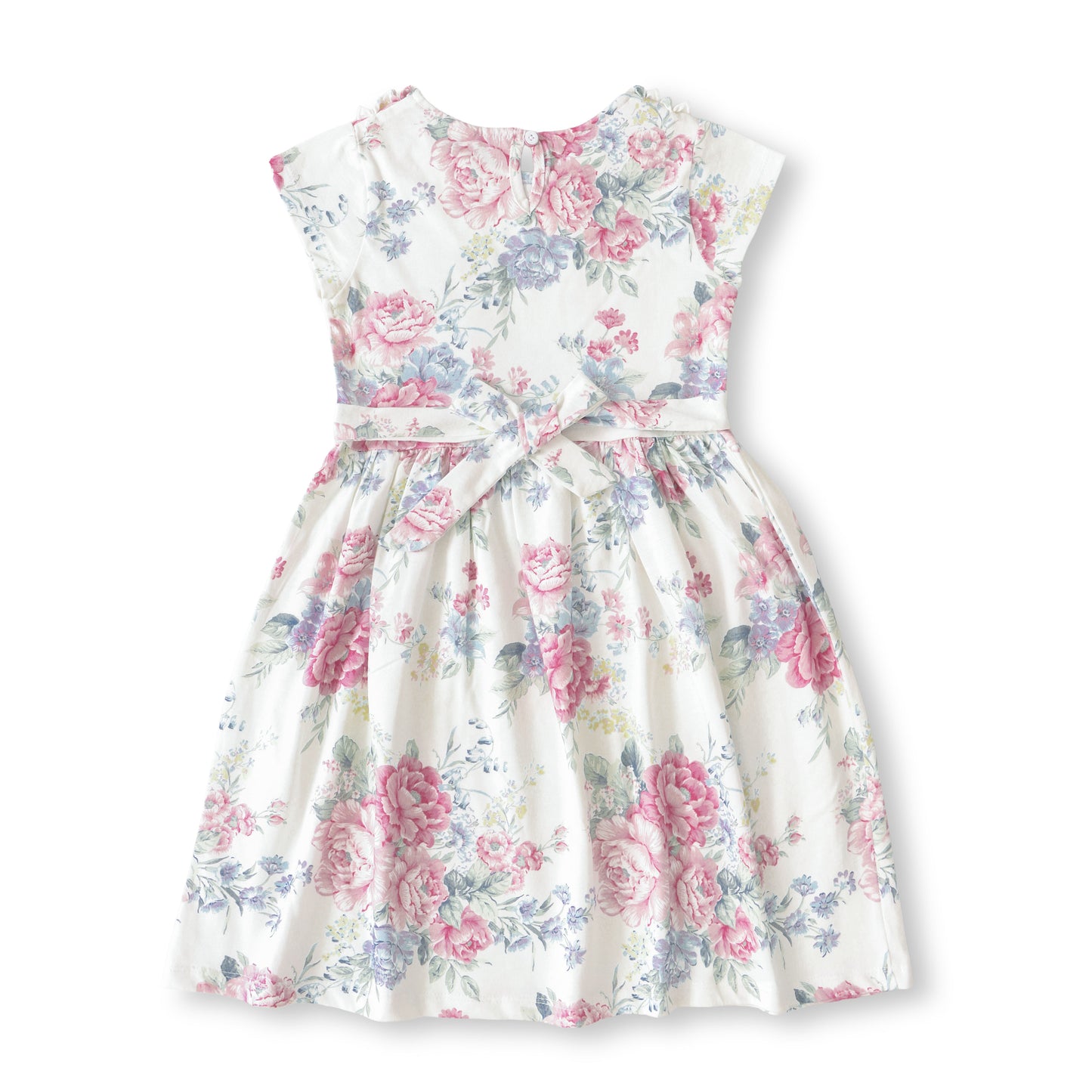 Baby Girls Soft Cotton Floral Frock with Ruffle Neck & Flower Appliqué