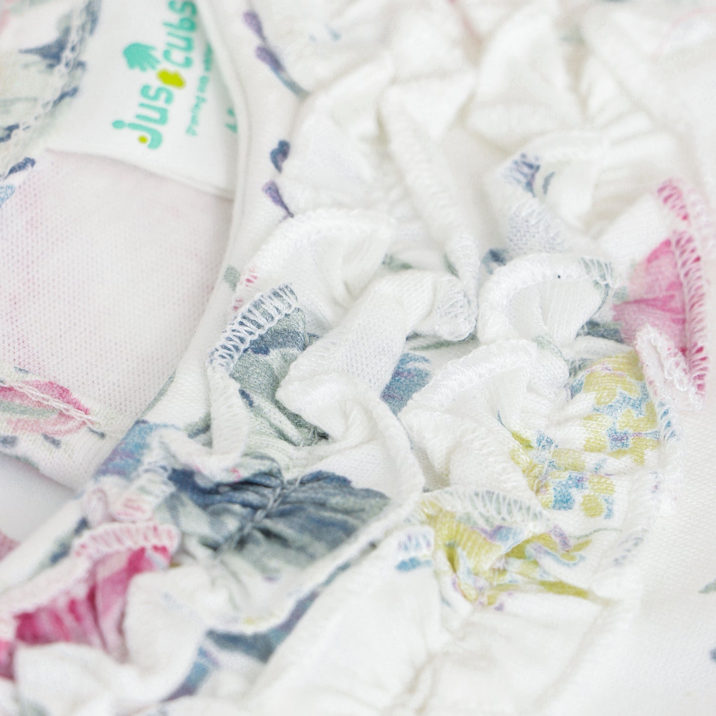 Baby Girls Soft Cotton Floral Frock with Ruffle Neck & Flower Appliqué