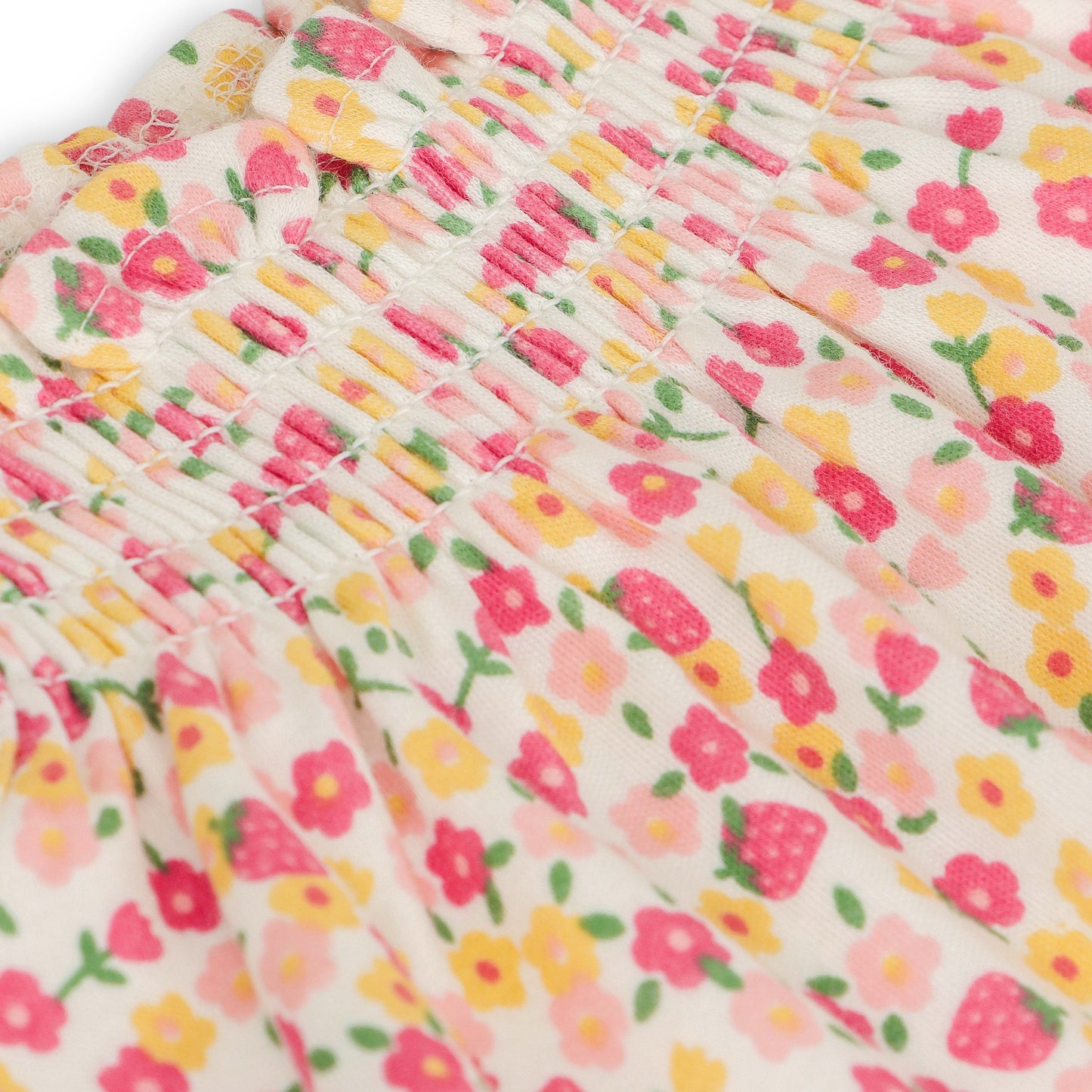 "Baby Girls Sleeveless Floral Romper with Shoulder Tie Straps – 100% Cotton"