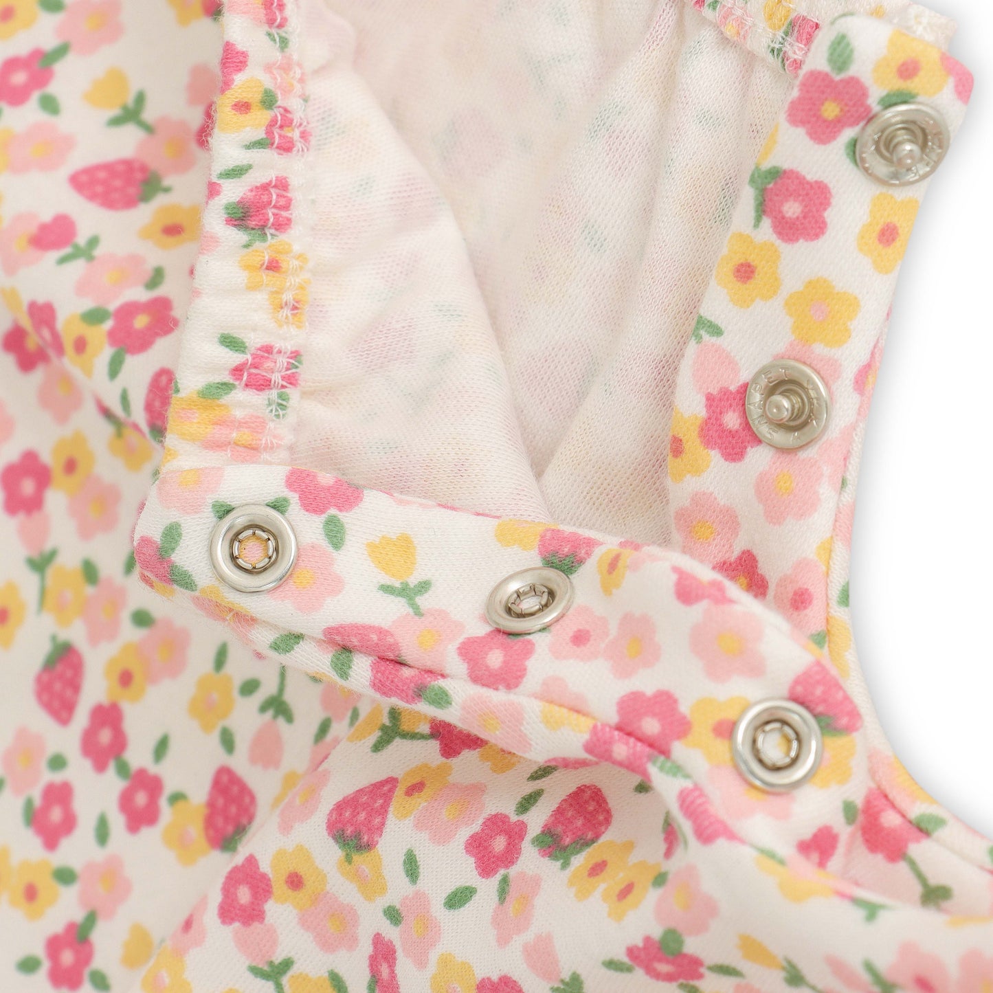 "Baby Girls Sleeveless Floral Romper with Shoulder Tie Straps – 100% Cotton"