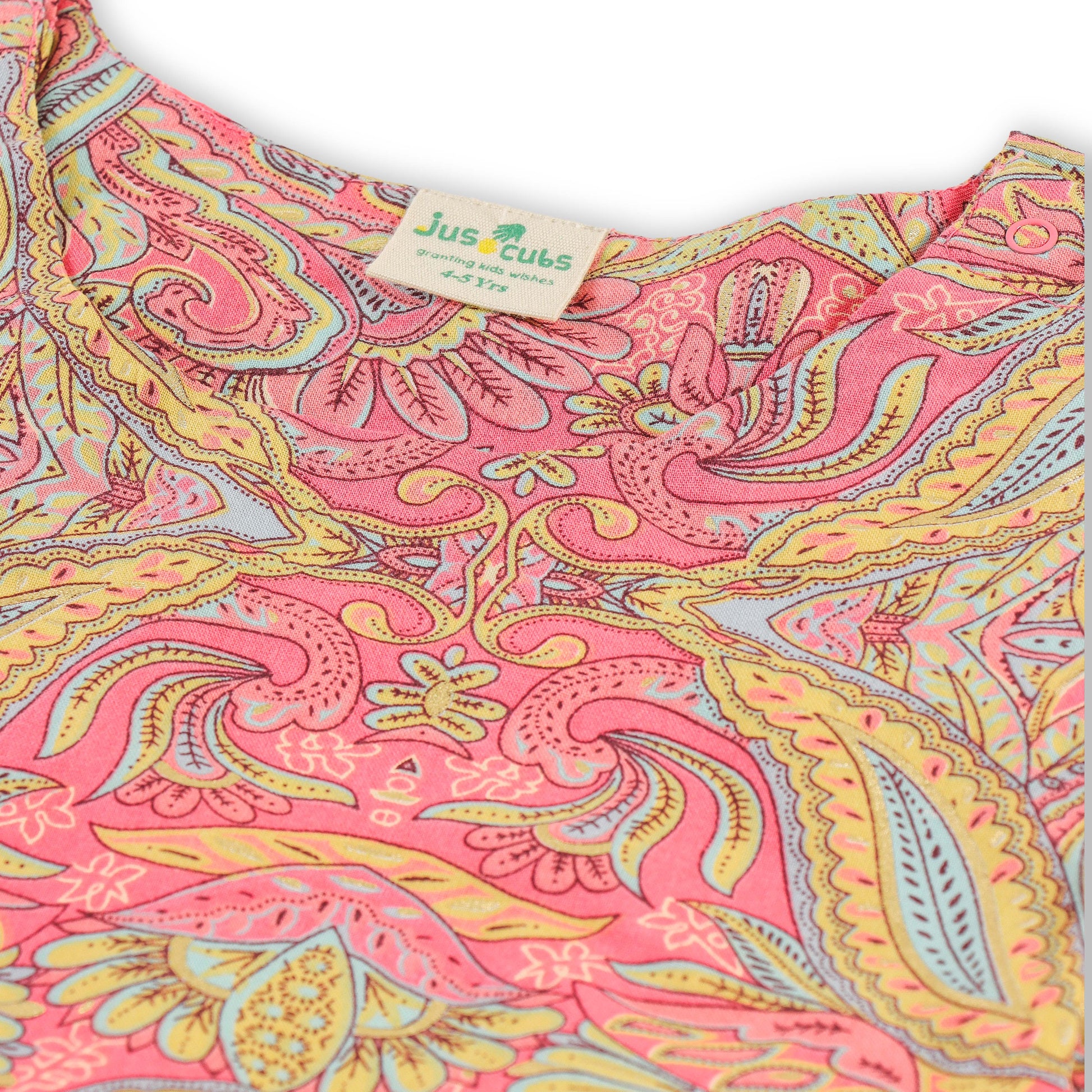 "Girls Pink Printed Jumpsuit with Short Sleeves – Cotton Casual Wear"