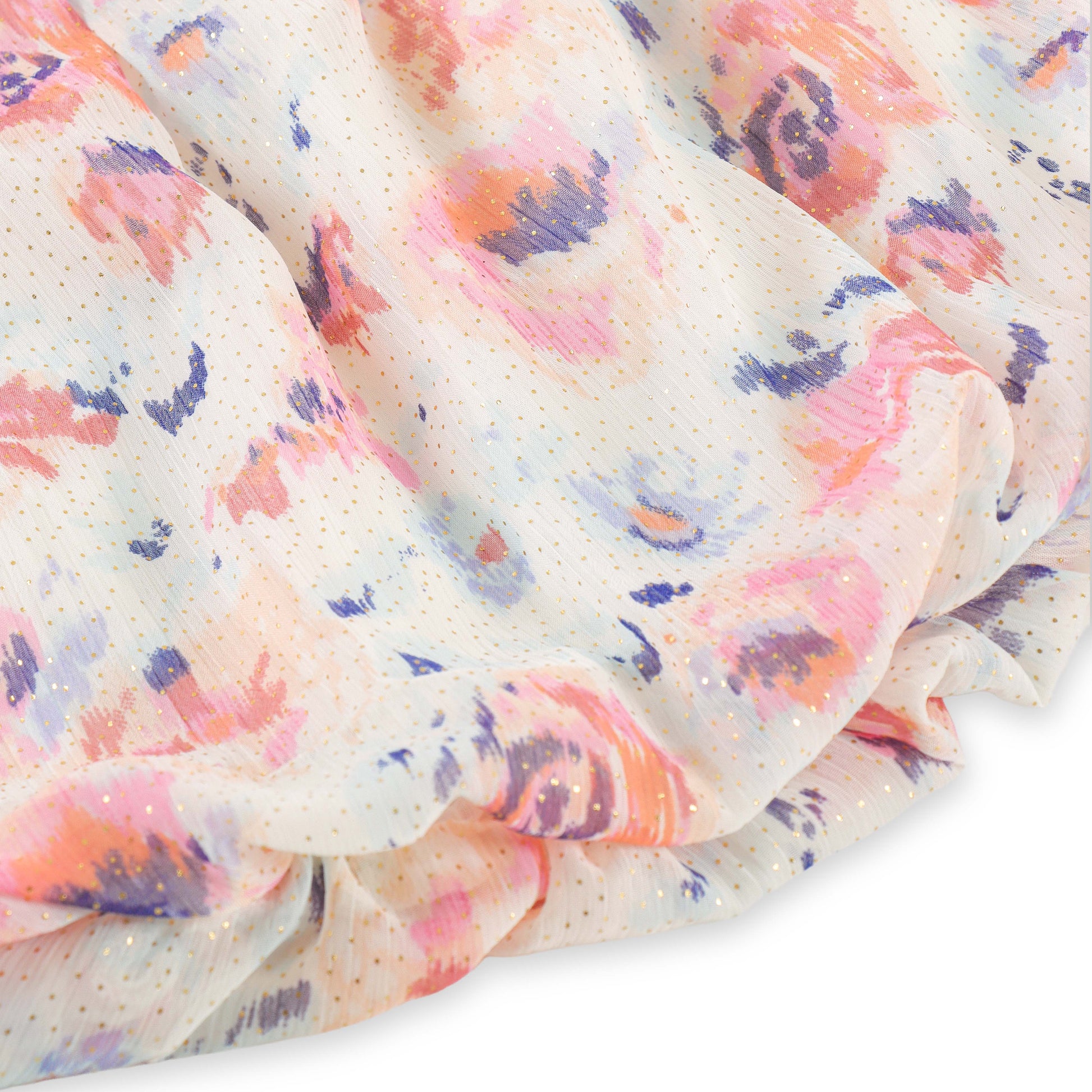 "Baby Girls Printed Sleeveless Balloon Hem Dress with 3D Flower Applique"