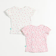 "Baby Girls Combo of 2 Cotton Tees with All-Over Floral Prints – Soft, Breathable & Stretchable"