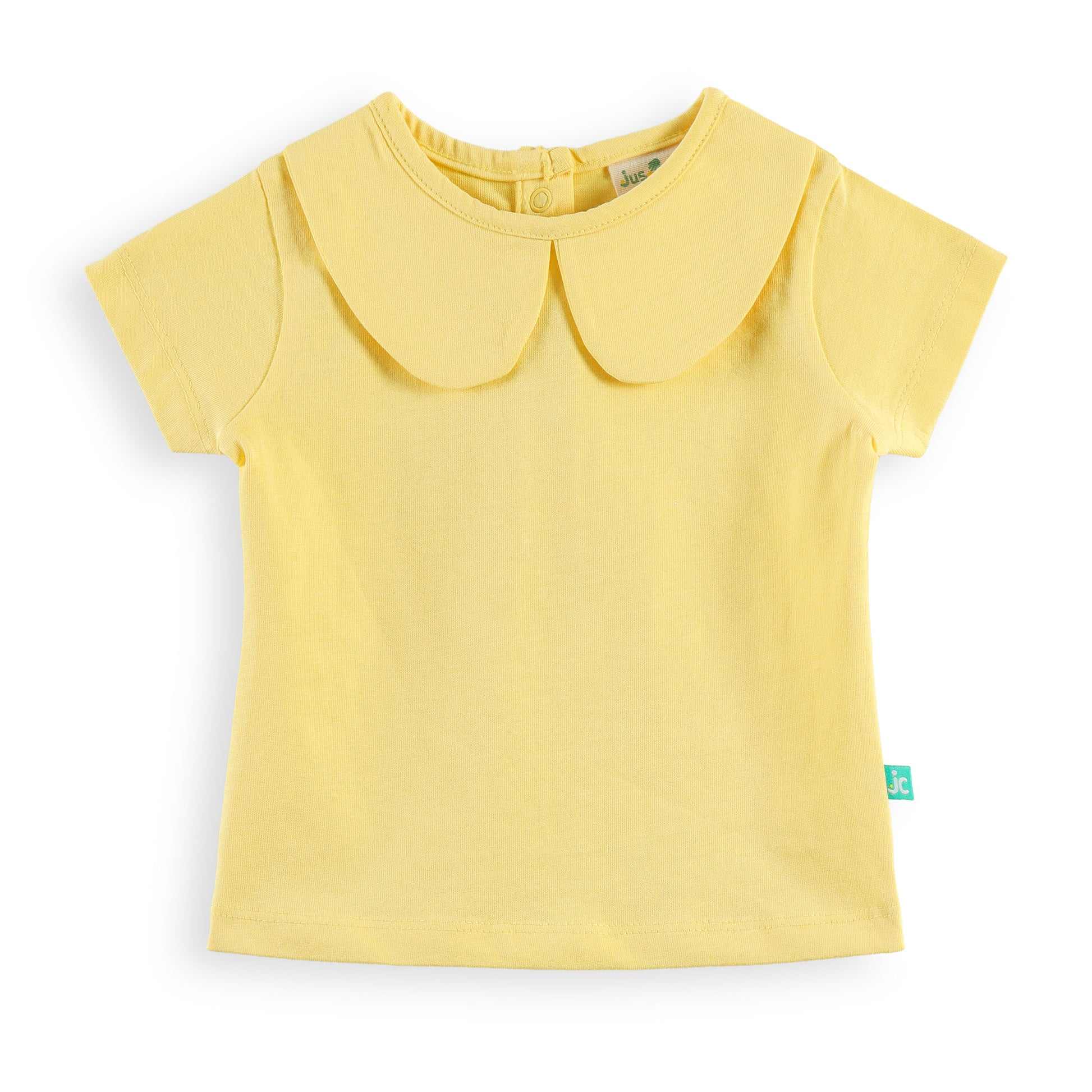 "Girls Sunshine Print Pinafore Dress with Matching Yellow T-Shirt – Comfortable Cotton Set"