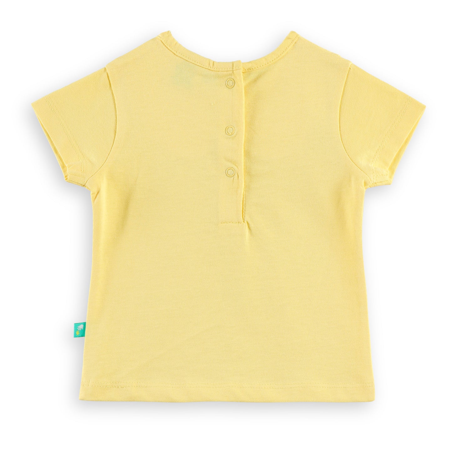 "Girls Sunshine Print Pinafore Dress with Matching Yellow T-Shirt – Comfortable Cotton Set"