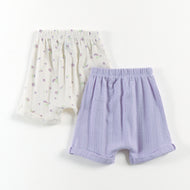 "Baby Girls Soft Jacquard Cotton Shorts – 2-Pack | Lilac & Daisy Print"