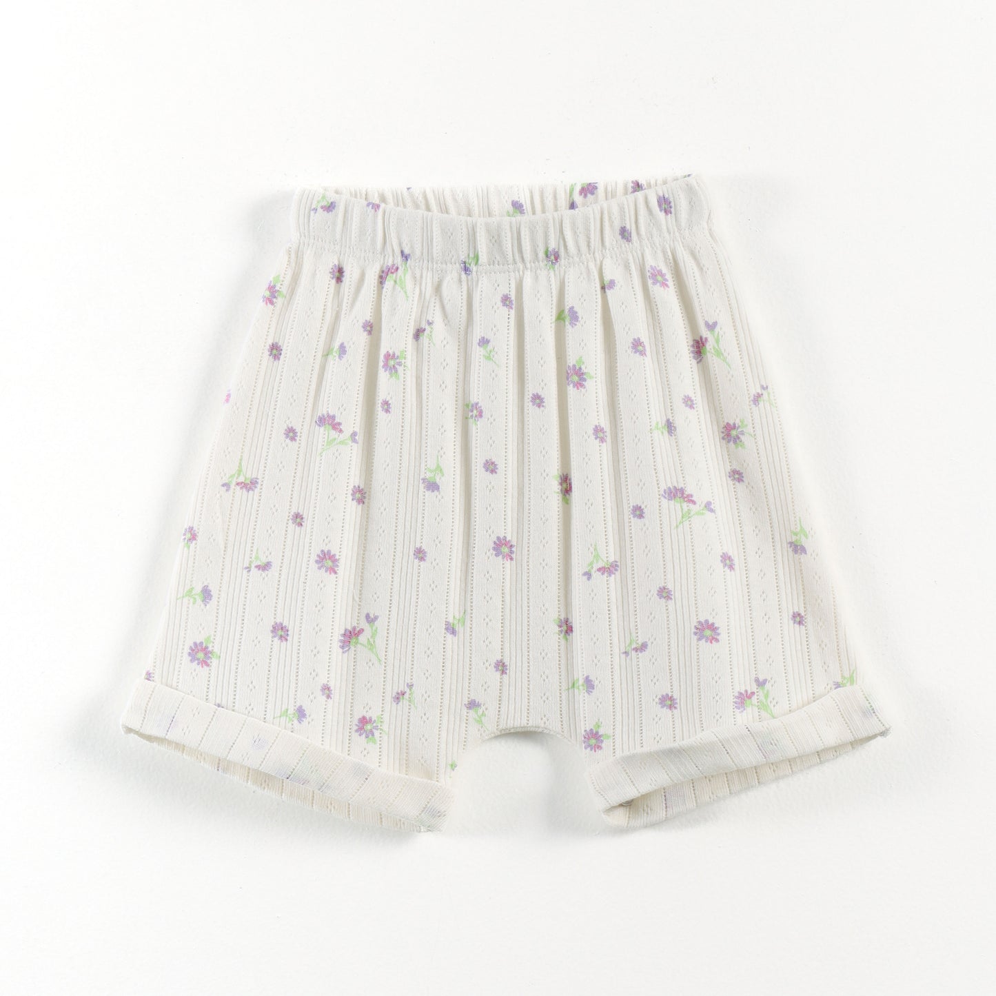 "Baby Girls Soft Jacquard Cotton Shorts – 2-Pack | Lilac & Daisy Print"