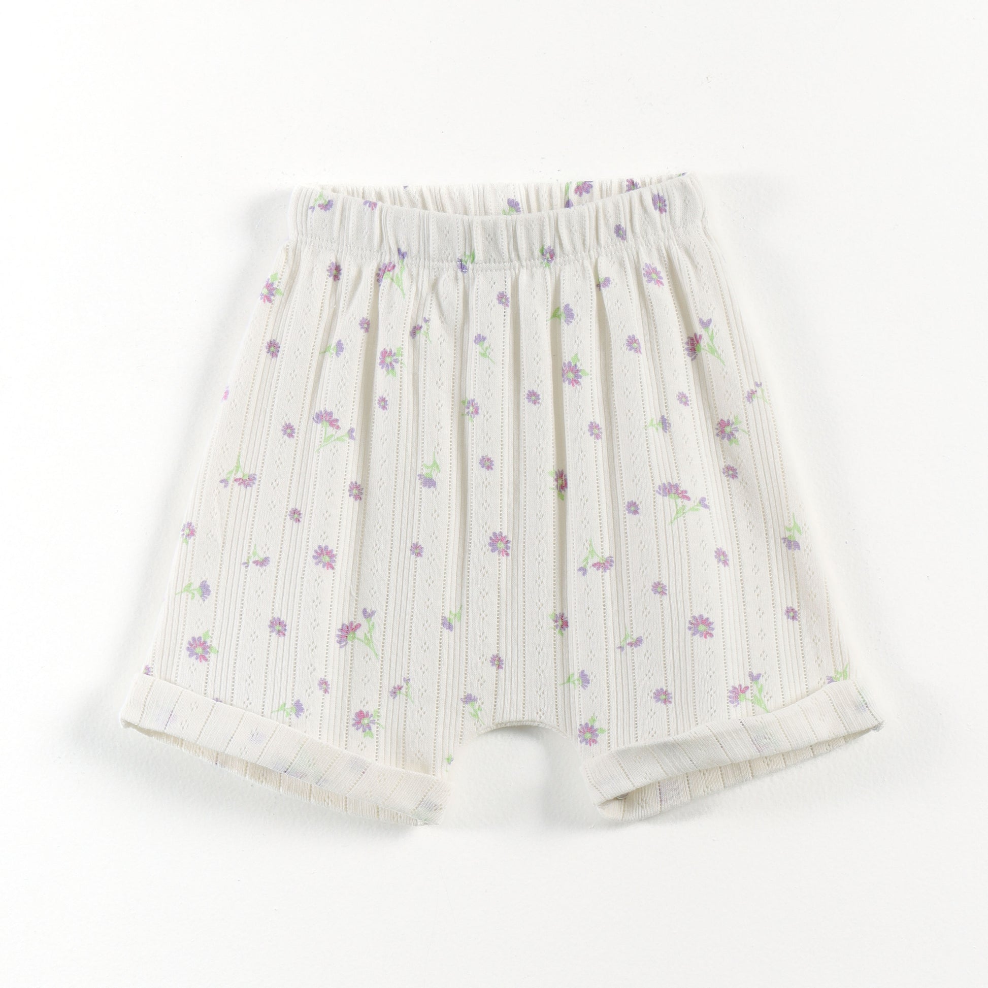 "Baby Girls Soft Jacquard Cotton Shorts – 2-Pack | Lilac & Daisy Print"
