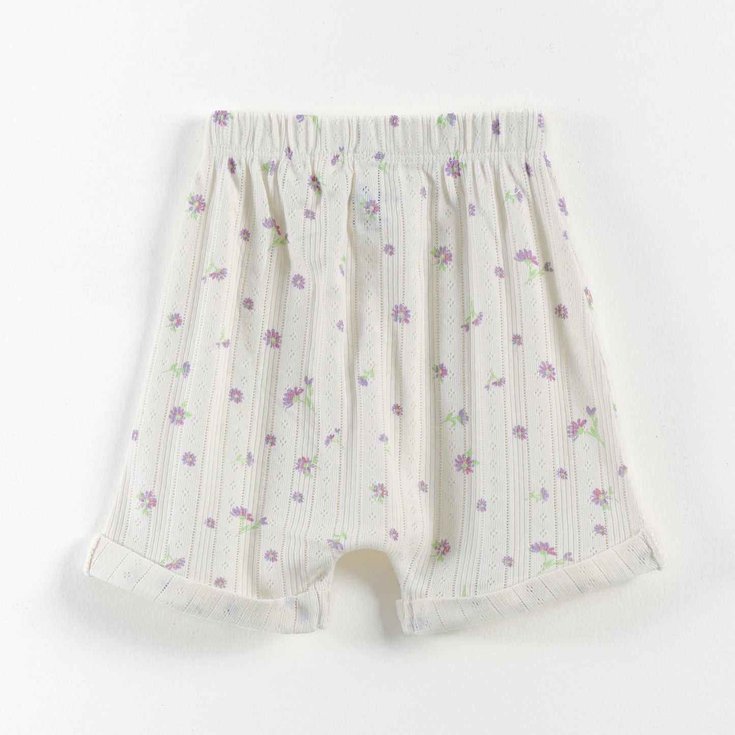 "Baby Girls Soft Jacquard Cotton Shorts – 2-Pack | Lilac & Daisy Print"