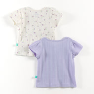 "Baby Girls Soft Jacquard Cotton Jhabla – 2-Pack | Solid Lilac & Daisy Print"