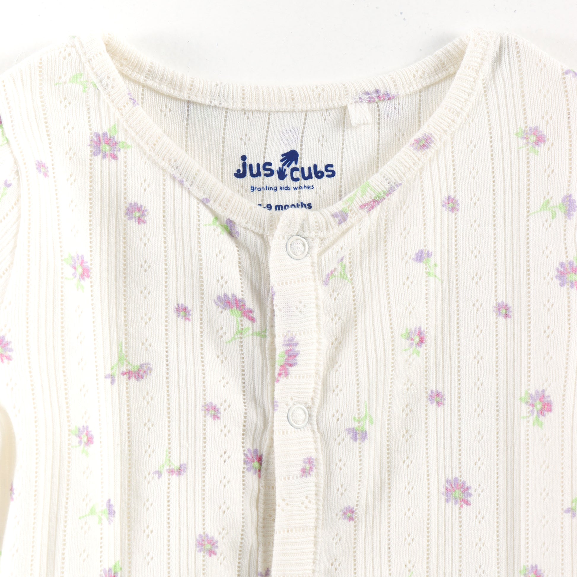 "Baby Girls Soft Jacquard Cotton Jhabla – 2-Pack | Solid Lilac & Daisy Print"