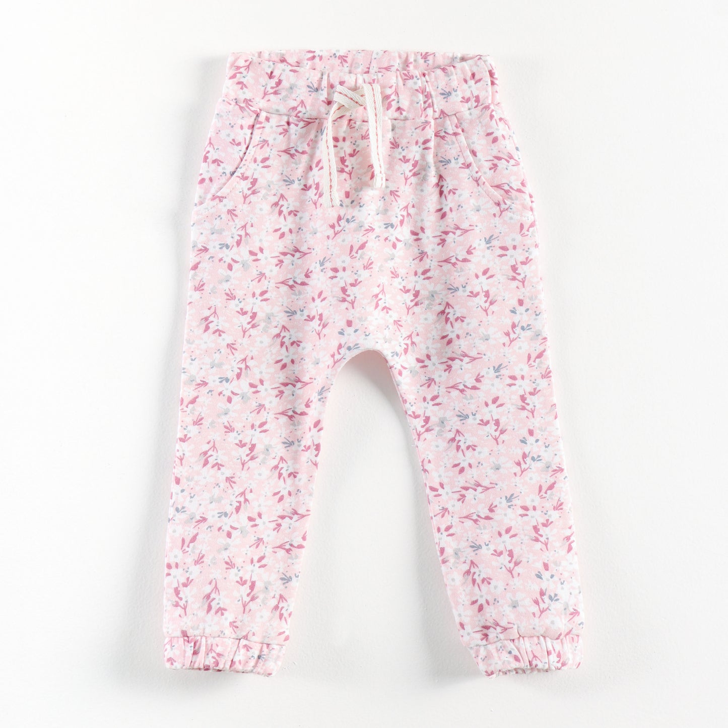 "Baby Girls Soft Cotton Track Pants – 2-Pack | All-Over Floral Prints"