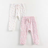 "Baby Girls Soft Cotton Track Pants – 2-Pack | All-Over Floral Prints"